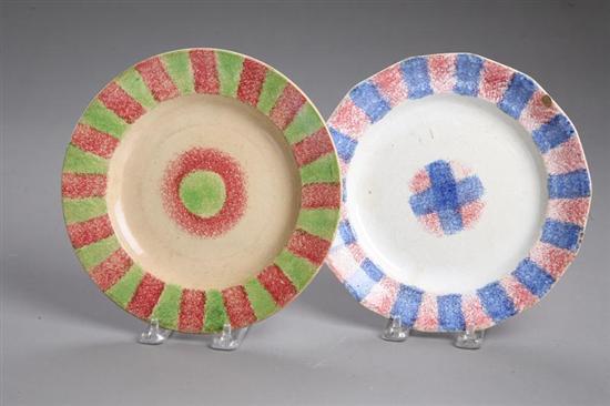 Appraisal: TWO RAINBOW SPATTERWARE PLATES English st half- th century Includes