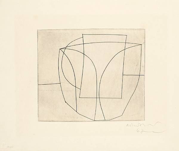 Appraisal: Ben Nicholson British - Crystal KM Etching printed on wove