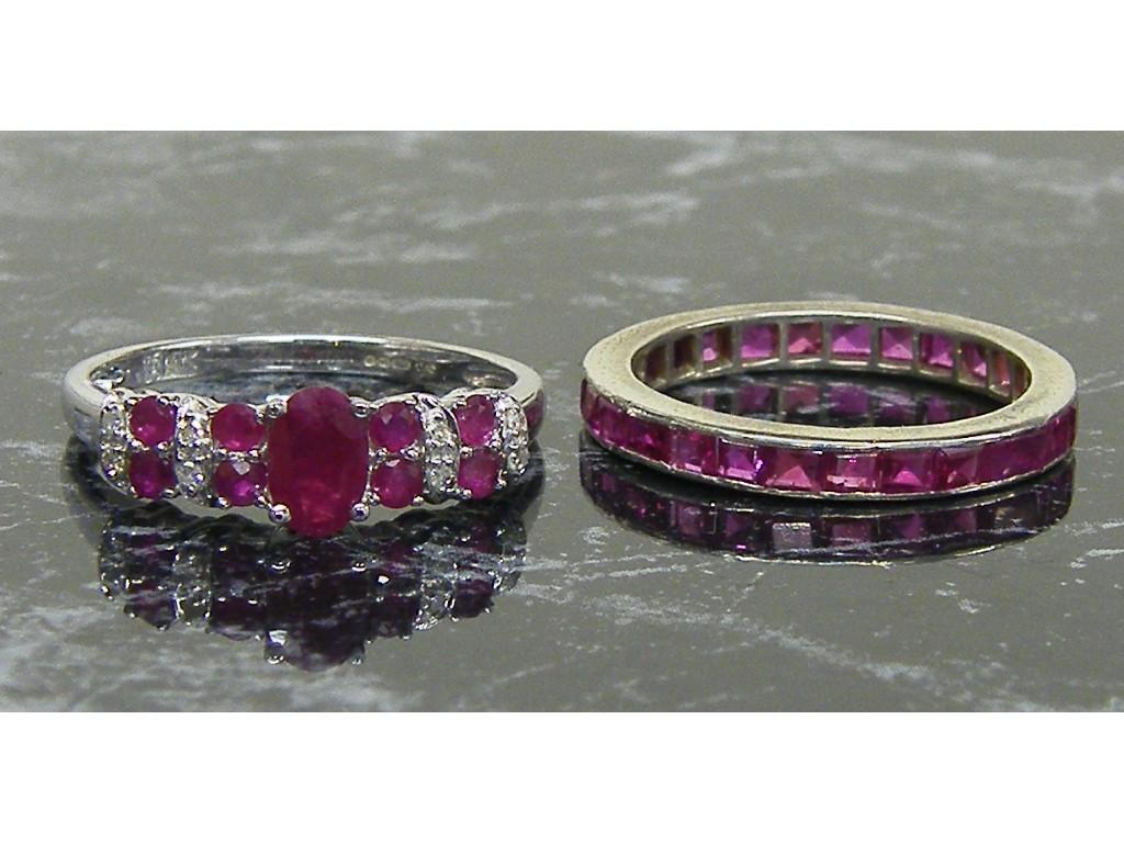 Appraisal: ct white gold diamond and ruby ring together with a