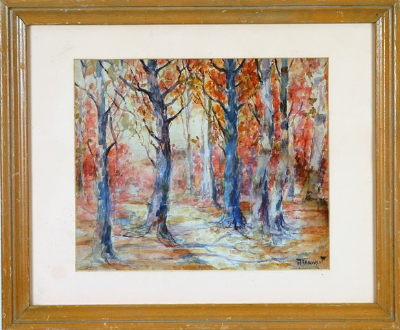 Appraisal: Woodland landscape watercolor x sight SLR H Hooven Artist American