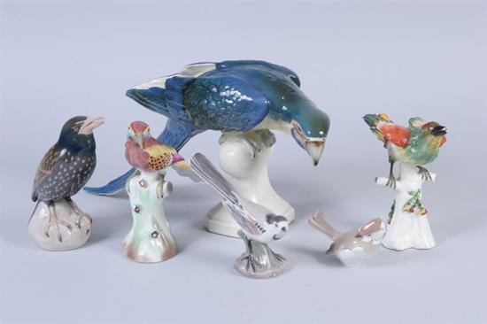 Appraisal: SIX CONTINENTAL PORCELAIN BIRD FIGURES Three Bing Grondahl two French