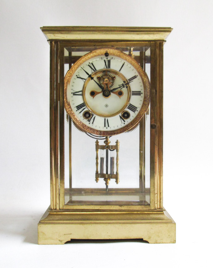 Appraisal: AN AMERICAN CRYSTAL REGULATOR SHELF CLOCK Ansonia Clock Co New