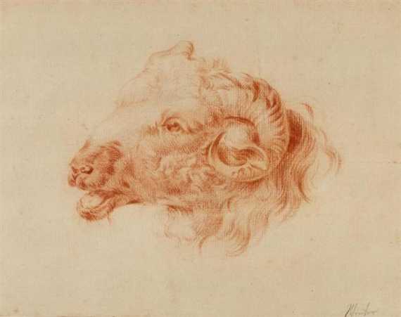 Appraisal: WINTER FRANZ JOSEPH - Ram's head Drawing in red chalk