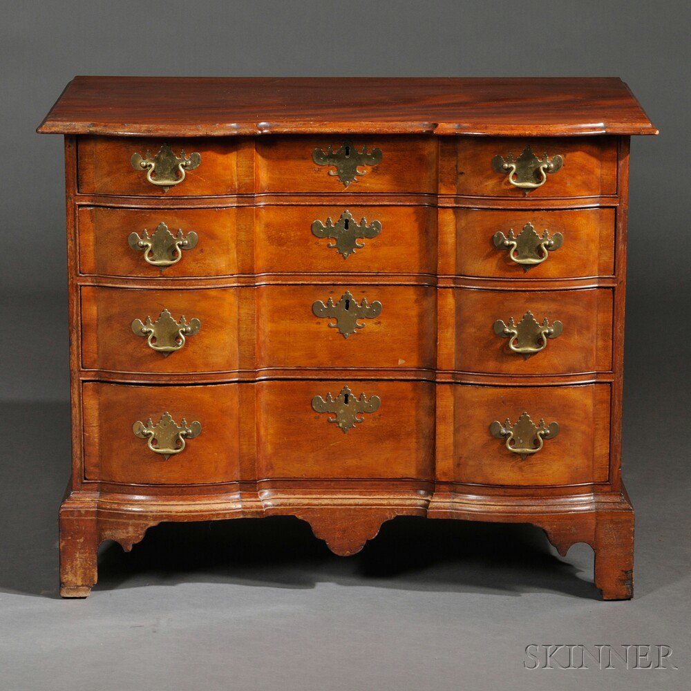 Appraisal: Chippendale Mahogany Block-front Bureau probably Boston c - the overhanging