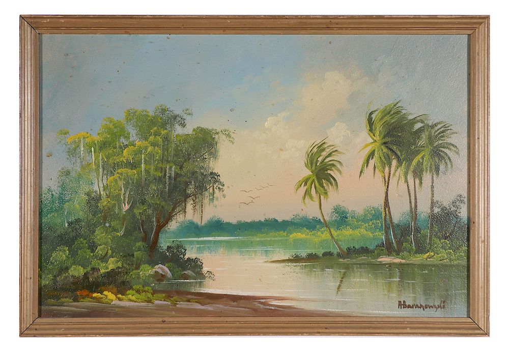 Appraisal: ALBIN BARANOWSKI Florida Wetland Landscape Oil on board painting by