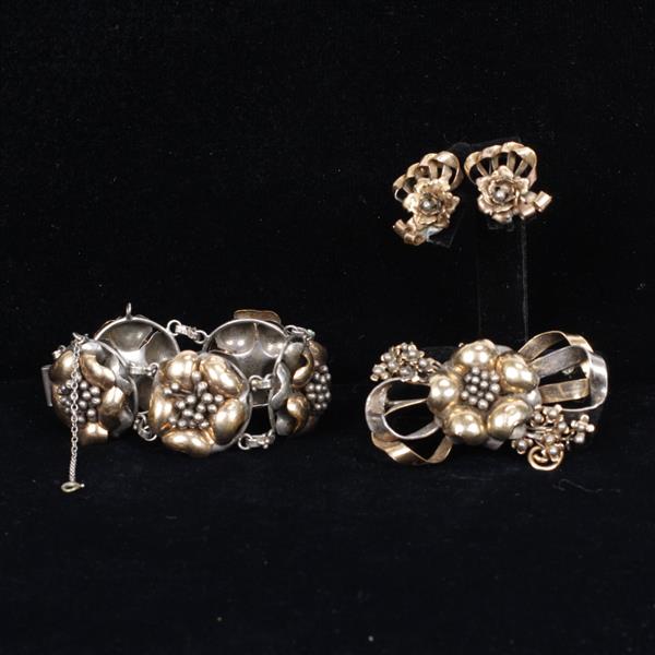 Appraisal: Hobe Sterling pc Bracelet Pin Clip on Earrings At least