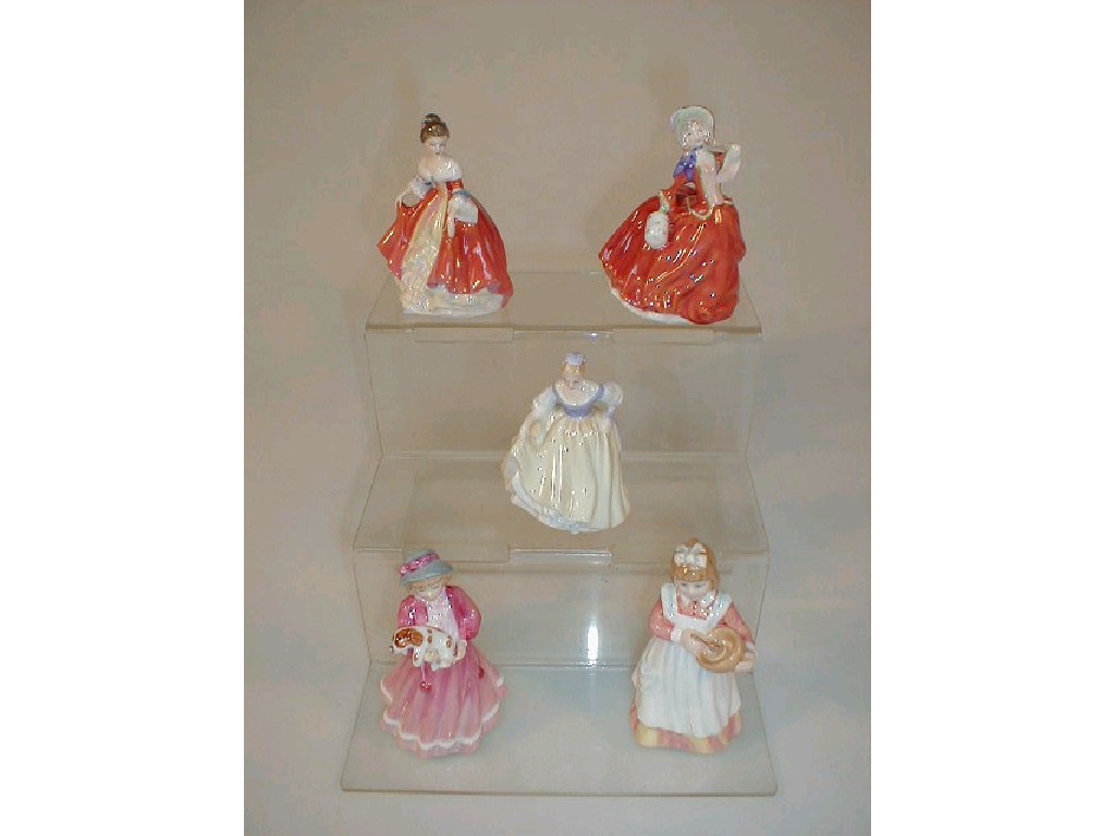 Appraisal: Five small Royal Doulton figures Autumn Breezes Mother Helper My