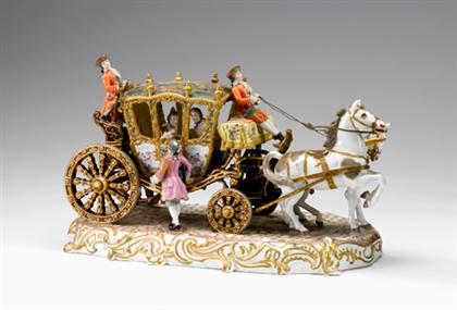 Appraisal: Large Dresden porcelain carriage figure group early th century Modeled