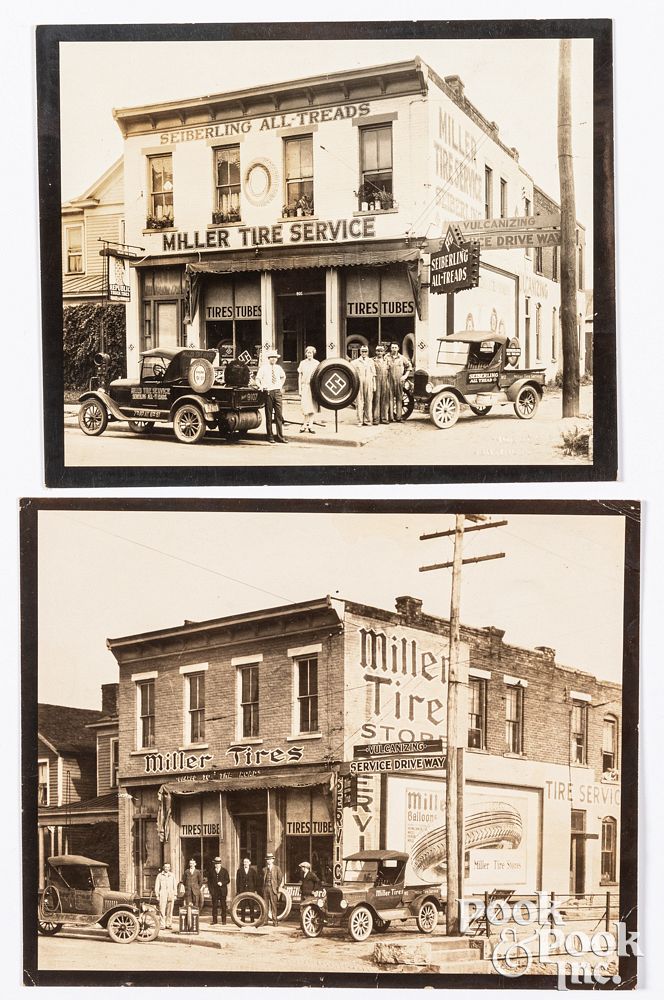 Appraisal: A pair of photographs of Miller Tire Service A pair