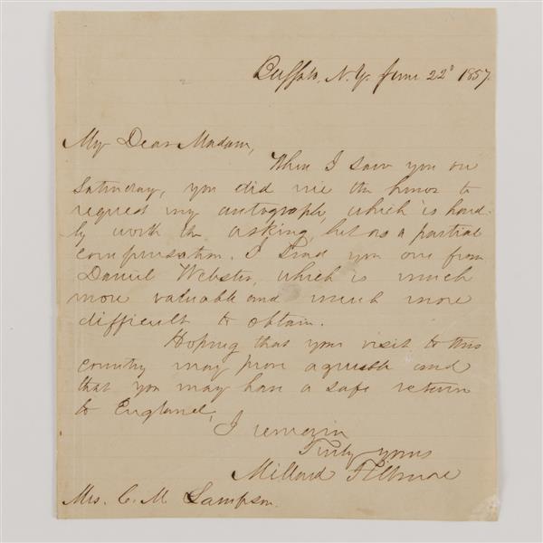 Appraisal: Millard Fillmore signed letter H x W