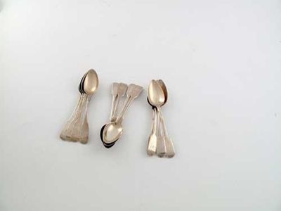 Appraisal: Two sets of six fiddle teaspoons one set initialled 'F'