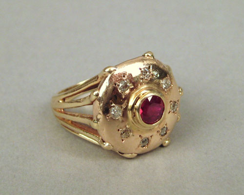 Appraisal: K yellow gold ring with ruby approx carat and single