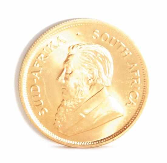 Appraisal: South African Krugerrand gold coin obverse with profile portrait of