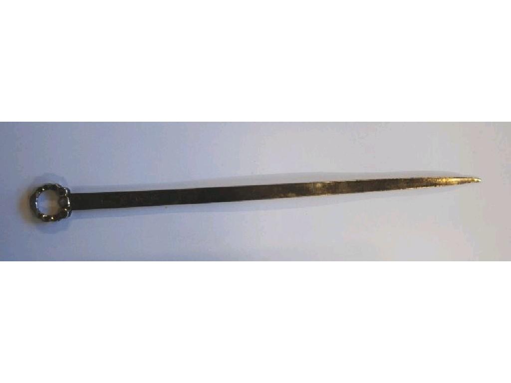 Appraisal: GEORGE III SILVER MEAT SKEWER typical form crested and initialled