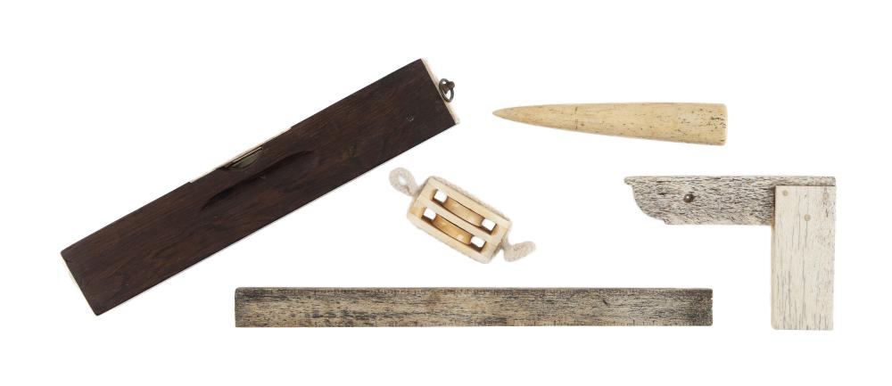 Appraisal: FIVE WHALEBONE UTILITARIAN ITEMS TH CENTURY LENGTHS FROM TO FIVE