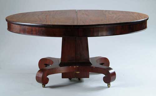 Appraisal: MAHOGANY EMPIRE STYLE OVAL DINING ROOM TABLE Oval top with