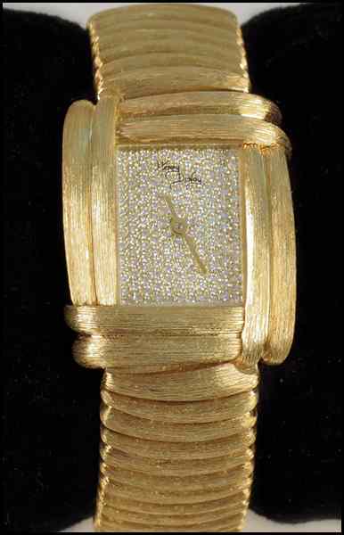 Appraisal: HENRY DUNAY DIAMOND AND KARAT YELLOW GOLD WATCH Pave diamond