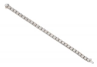 Appraisal: A White Gold and Diamond Line Bracelet dwts A White