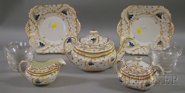 Appraisal: Five-Piece Copeland Gilt Decorated Royce Pattern Porcelain Tea and Pastry