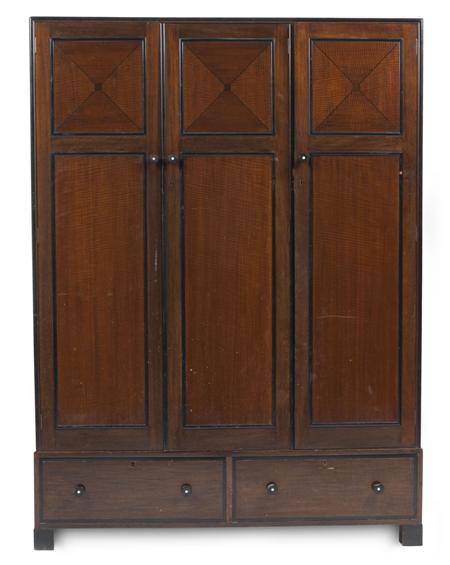 Appraisal: HEAL SONS WARDROBE S mahogany and ebonised wood with three