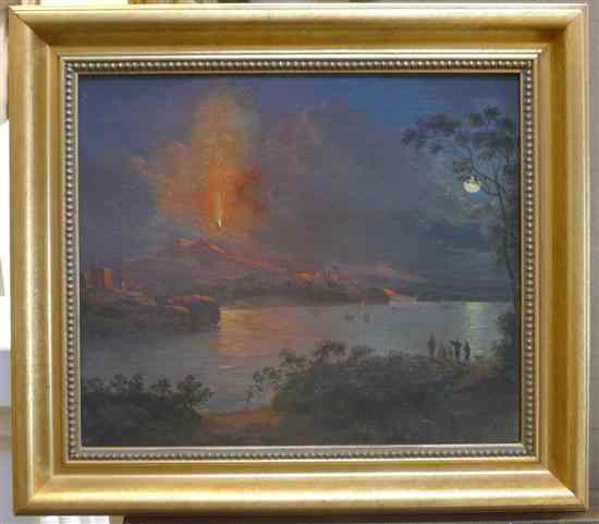 Appraisal: th century Italian School oil on canvas' Vesuvius erupting at