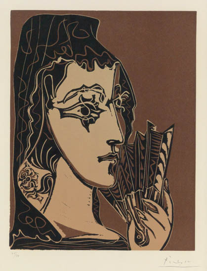 Appraisal: PABLO PICASSO L'Espagnole Color linoleum cut x mm x inches