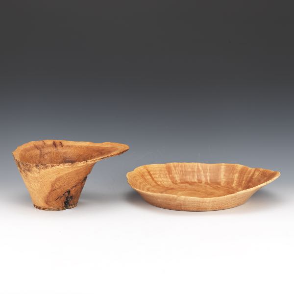 Appraisal: RICHARD STEPPIC AMERICAN CONTEMPORARY Two hand-worked freeform wood bowls One