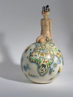 Appraisal: Sul Mondo' a Lenci earthenware figure designed by Mario Sturani