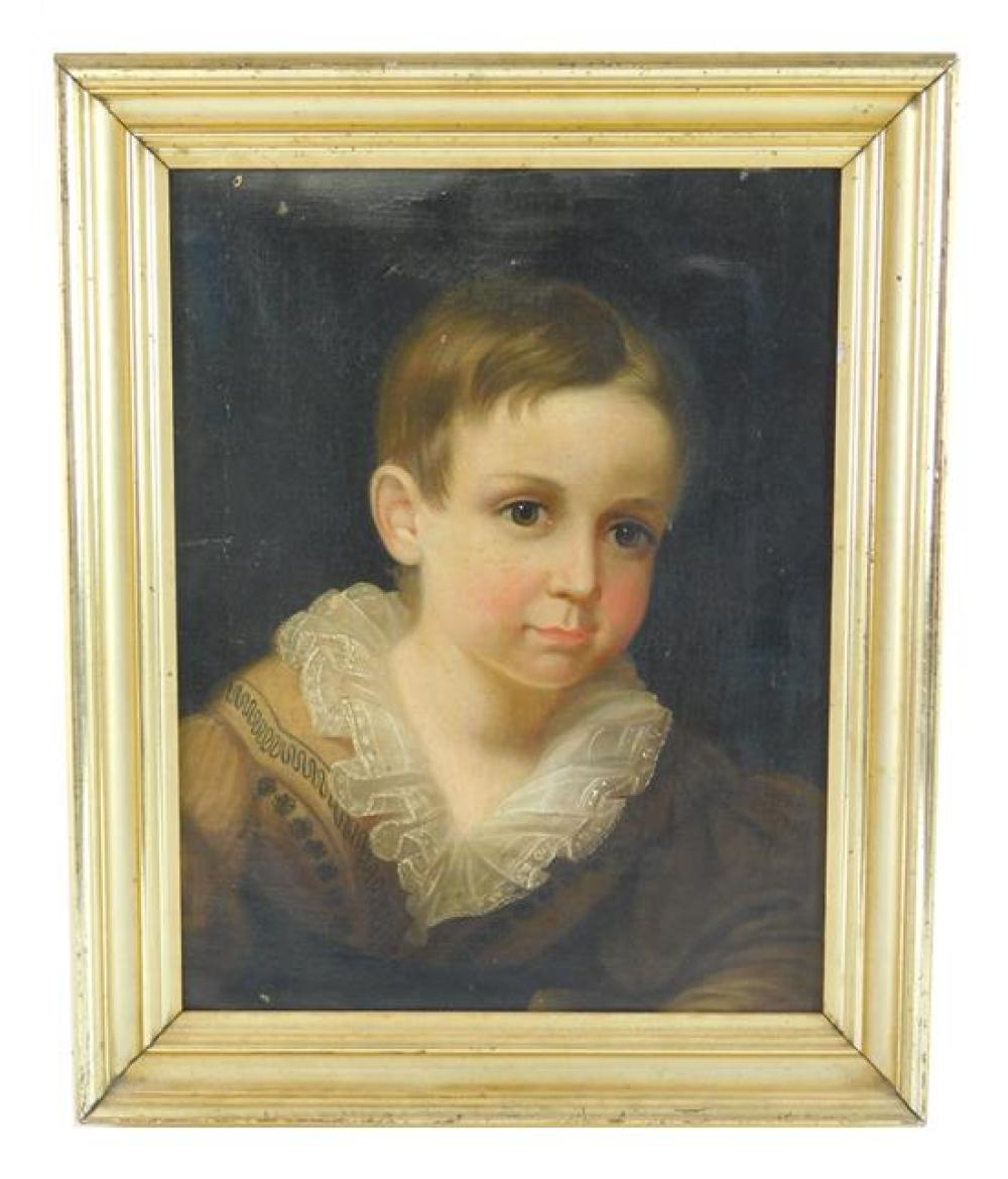 Appraisal: Portrait of Small Child oil on canvas th C unsigned