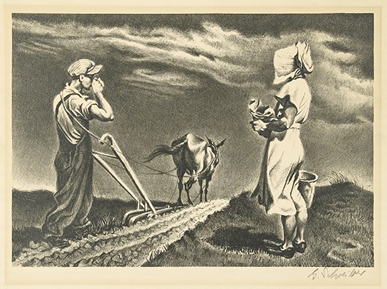 Appraisal: AMERICAN PRINTMAKERS Group of lithographs GEORGES SCHREIBER Rest from Plowing