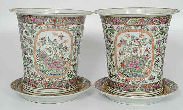 Appraisal: Chinese Export Rose Medallion Fern Pots China A pair of