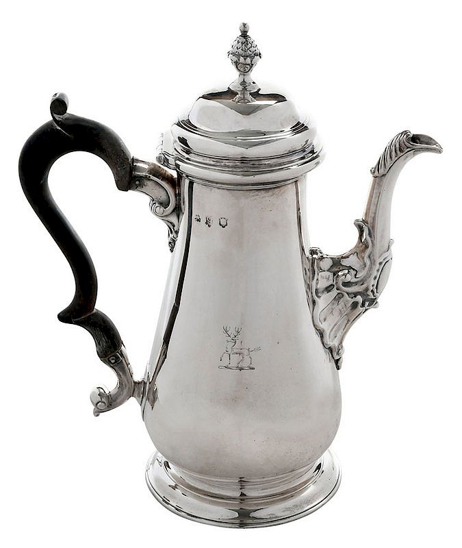 Appraisal: George II Coffee Pot London straight tapering sides with wooden