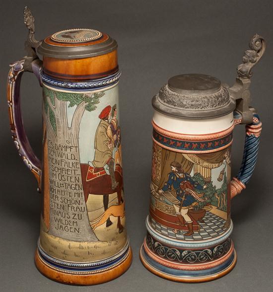 Appraisal: Villeroy Boch Mettlach pewter-mounted salt-glazed stoneware stein and a similar