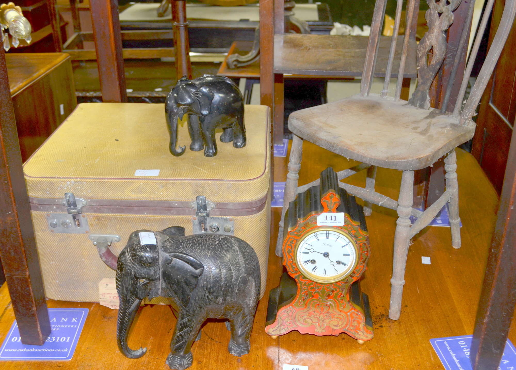 Appraisal: A Boulle style clock together with a child's chair a