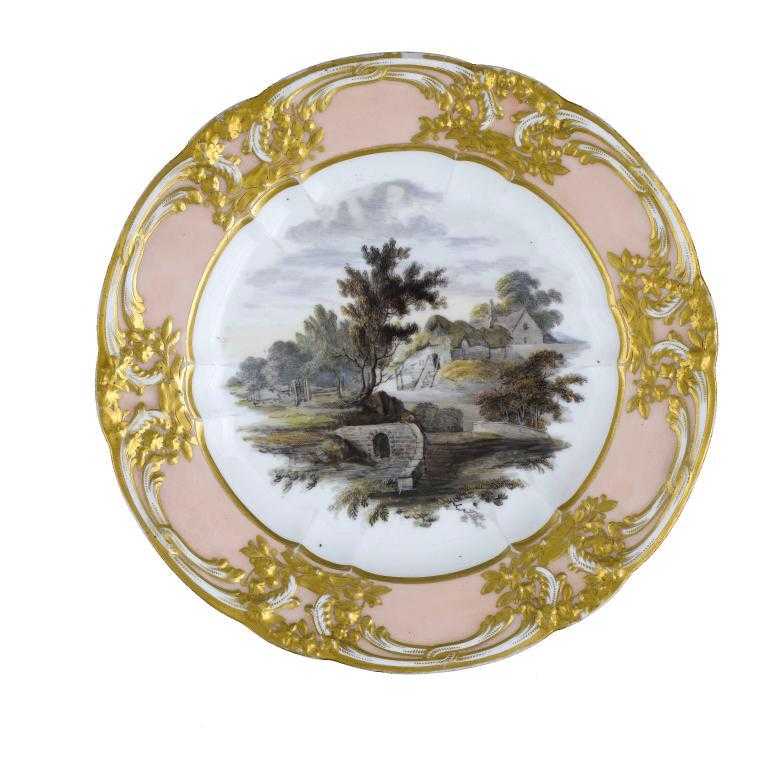 Appraisal: A DERBY PLATE in S vres style painted with a