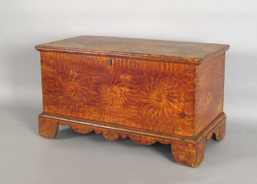 Appraisal: Pennsylvania painted diminutive blanket chest th c retaining its original