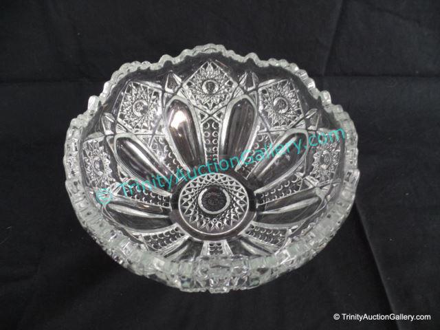 Appraisal: Smith Glass Lead Crystal Quintec Pattern Bowl Nice sawtooth rim