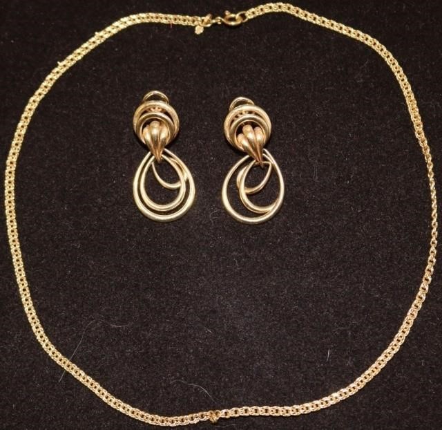 Appraisal: LOT INCLUDING PAIR OF KT GOLD CLIP EARRINGSWITH MULTI-LOOP DESIGN