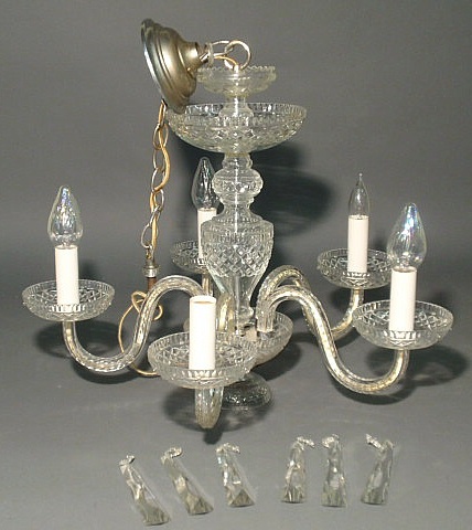 Appraisal: Crystal chandelier with five arms probably Waterford Dimensions without prisms-