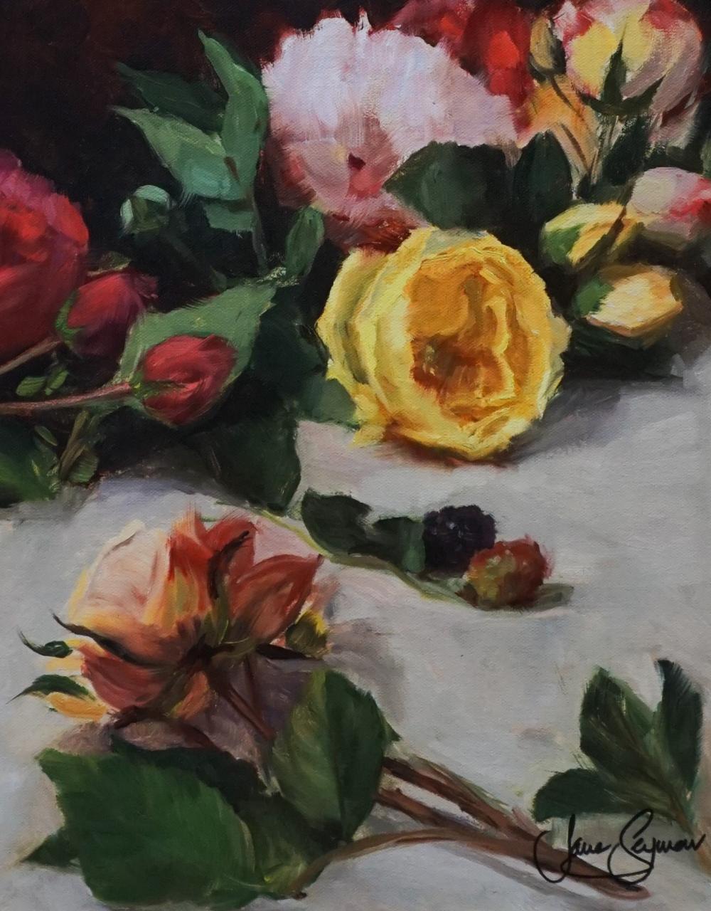 Appraisal: Jane Seymor American th Century Still Life with Romantic Roses