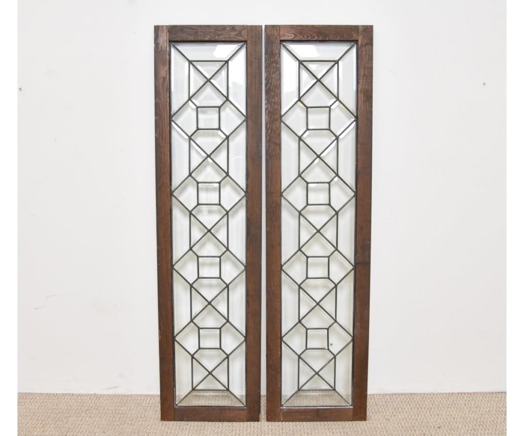 Appraisal: Pair of beveled glass leaded doors mounted on pine frames