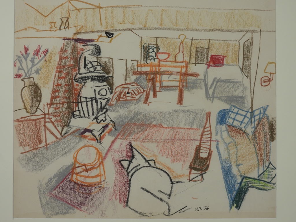 Appraisal: ARTHUR THOMPSON ROOM INTERIOR PASTEL DRAWING Maine - Depicts an