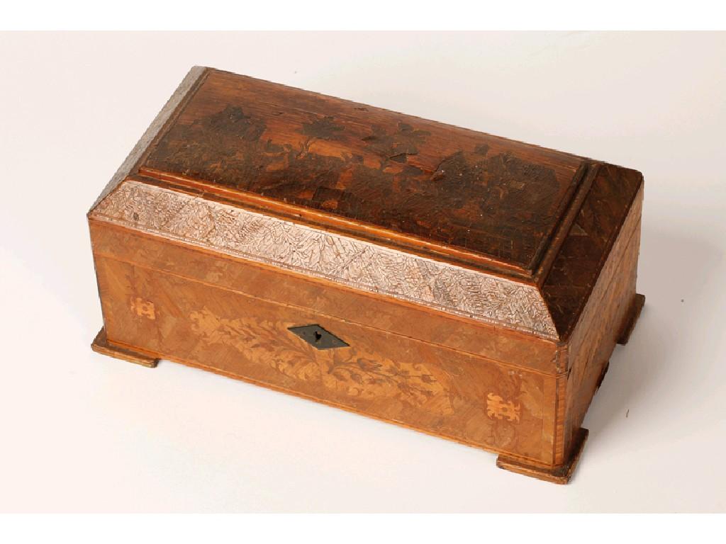 Appraisal: A REGENCY STRAW-WORK BOX the rectangular top inlaid with a