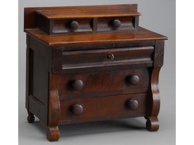 Appraisal: Mahogany Miniature Empire Chest of Drawers America mid- th century