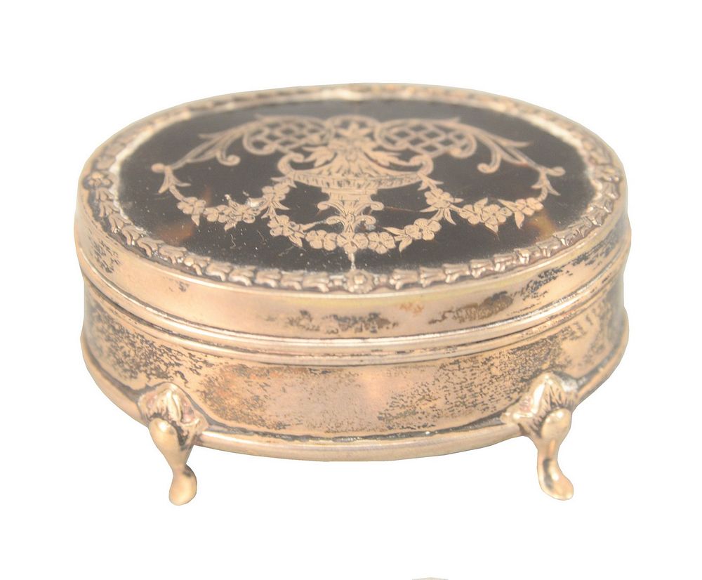 Appraisal: Mappin Webb English Silver Dresser Box having tortoise shell lid