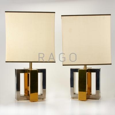 Appraisal: MODERN LIGHTING Pair of table lamps with original shades th