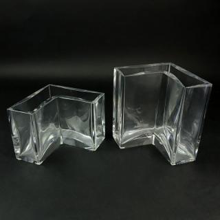 Appraisal: Two Baccarat Clear Crystal Auspicious Vases Two Baccarat Clear Crystal