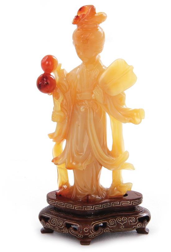 Appraisal: Chinese carved carnelian beauty Republic period or later standing lady