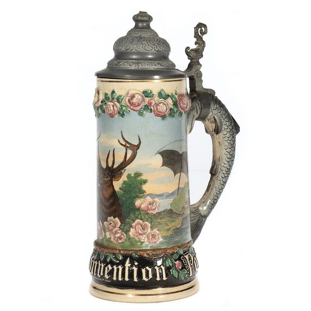 Appraisal: German Stein Elks Convention The Elks Portland Convention commemorative stein