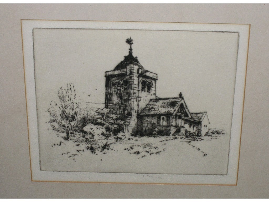 Appraisal: JAMES THOMSON Etching 'Shiskine Church' signed in pencil and with